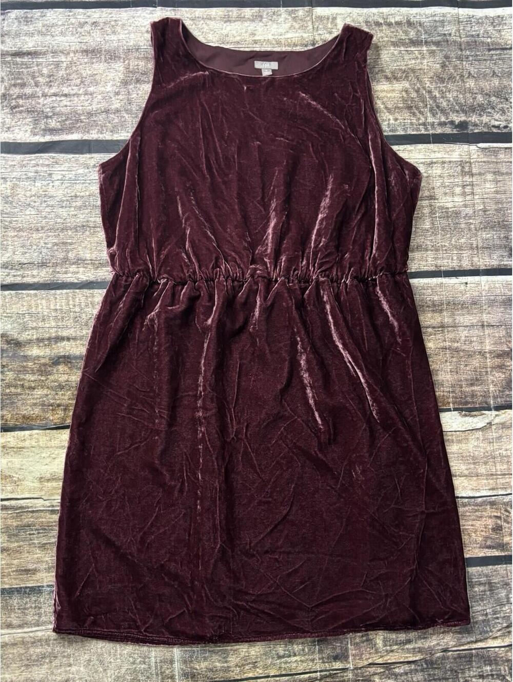 J Jill Dress Womens XL Silk Blend Velour Velvet Sheath Sleeveless Burgundy